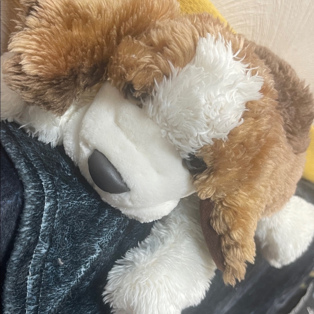 Vintage Plush Dog Toy - Brown and White